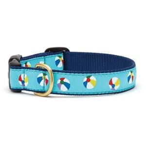 Up Country Blue Beach Ball Print Skinny Dog Collar, Small